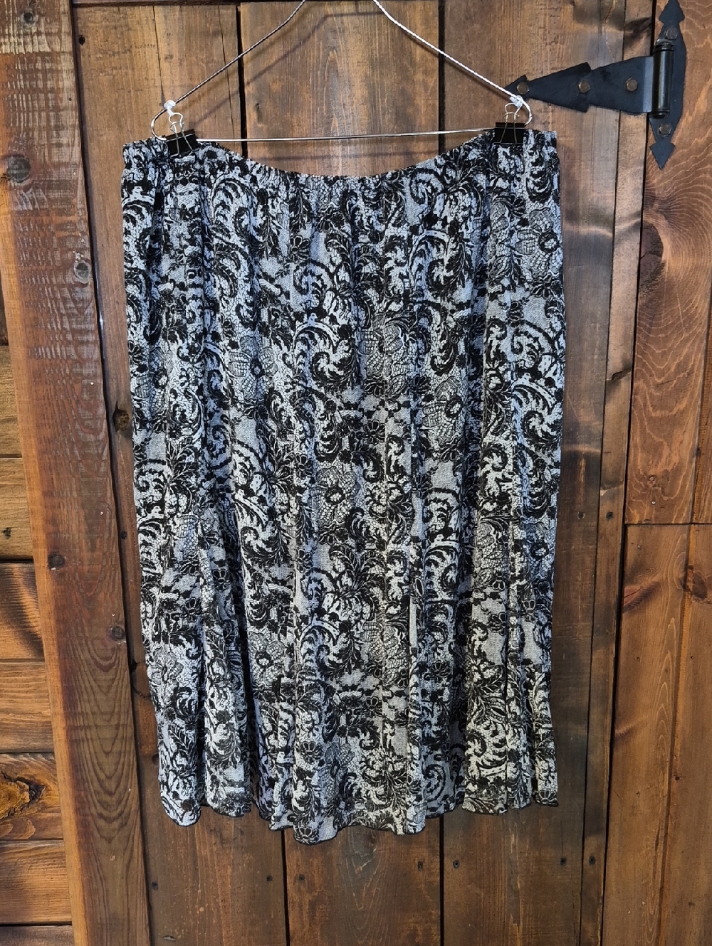 Lane Bryant Black and White Printed Midi Skirt